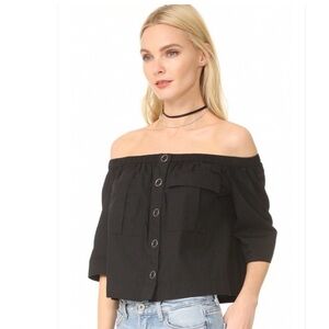 Free People Head Over Heels Off The Shoulder Top. NWT. $R78. Size Med Black